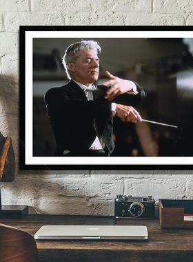 Karajan 卡拉扬 古典音乐家指挥家钢琴家教室琴行房挂画装饰墙画