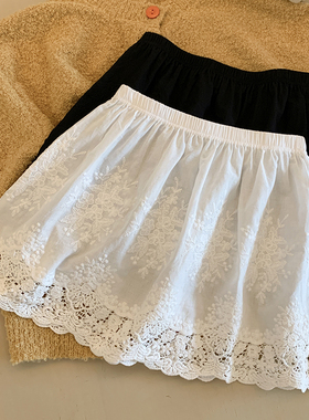 白色蕾丝雕花屁帘女叠穿毛衣内搭打底防露腰不臃肿外搭遮胯神器