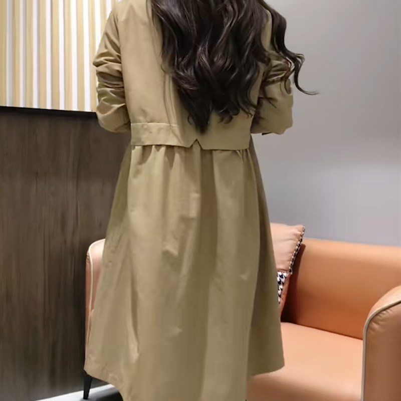 现货风衣女款2024新款中长款时尚洋气女式纯色衬衫Z百搭春季女装