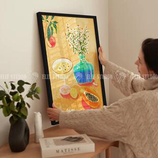 北欧风景INS简笔画抽象艺术风格客厅餐厅书房卧室艺术挂画装饰画