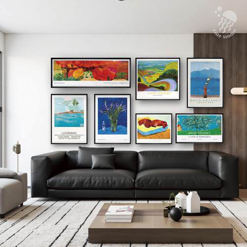 大卫·霍克尼Hedonism游泳池风景花卉油画艺术客厅餐厅挂画装饰画