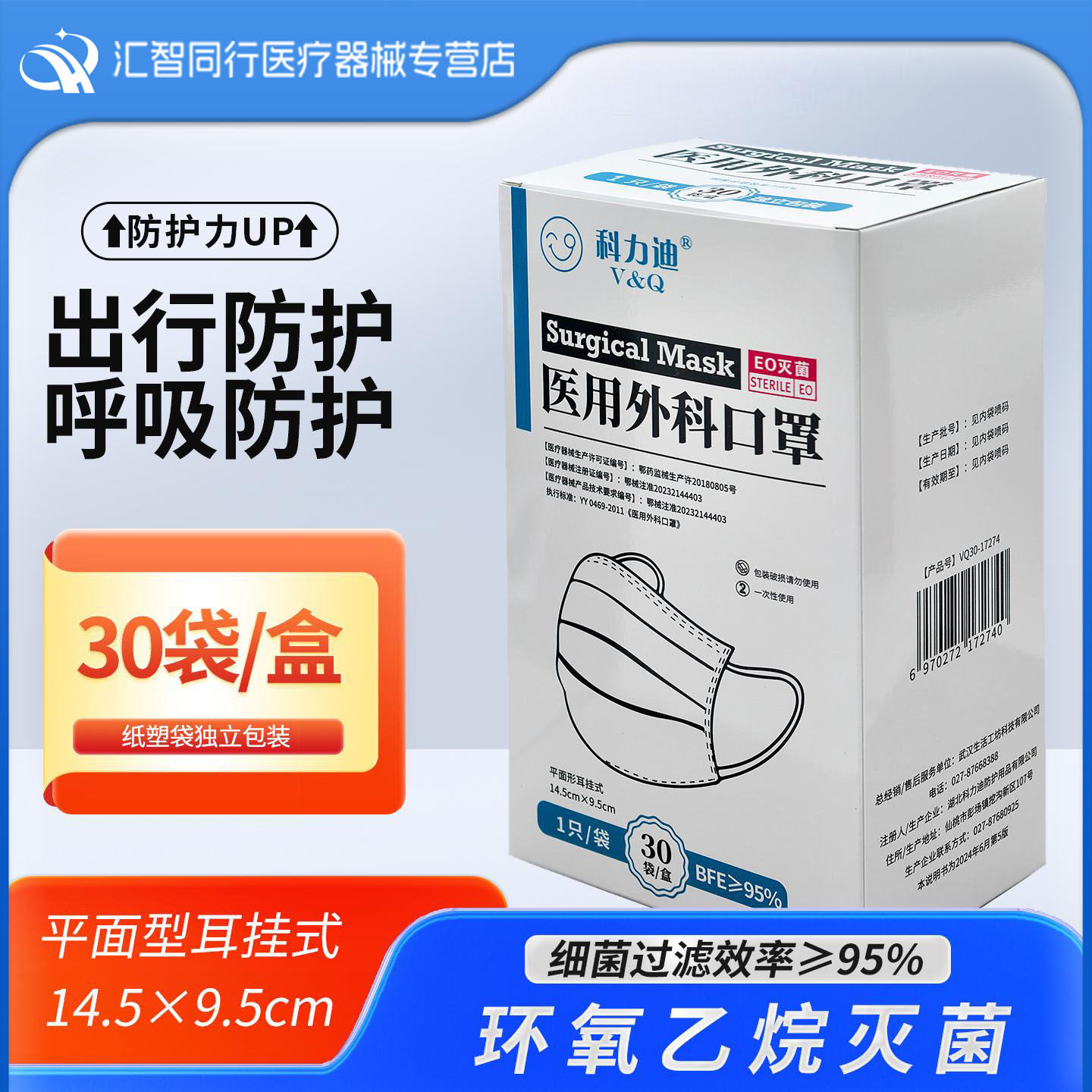 科力迪儿童外科口罩灭菌独立装4-12岁防雾霾粉尘儿童医用成人口罩