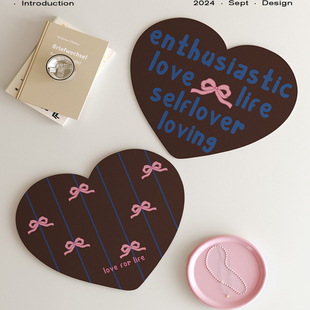 可爱ins风女生鼠标垫办公室笔记本爱心滑鼠垫小号垫子蝴蝶结餐垫