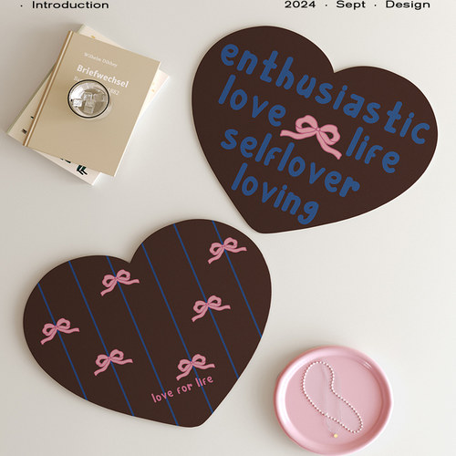 可爱ins风女生鼠标垫办公室笔记本爱心滑鼠垫小号垫子蝴蝶结餐垫