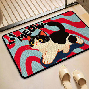 卡通仿亚麻浴室地垫防滑吸水地毯家用卫生间厕所洗手间速干脚垫子