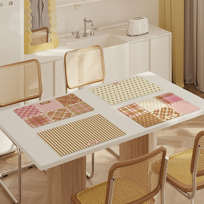 ins格子西餐垫吃饭餐桌隔热耐高温可擦免洗吸水吸油加厚皮革桌垫