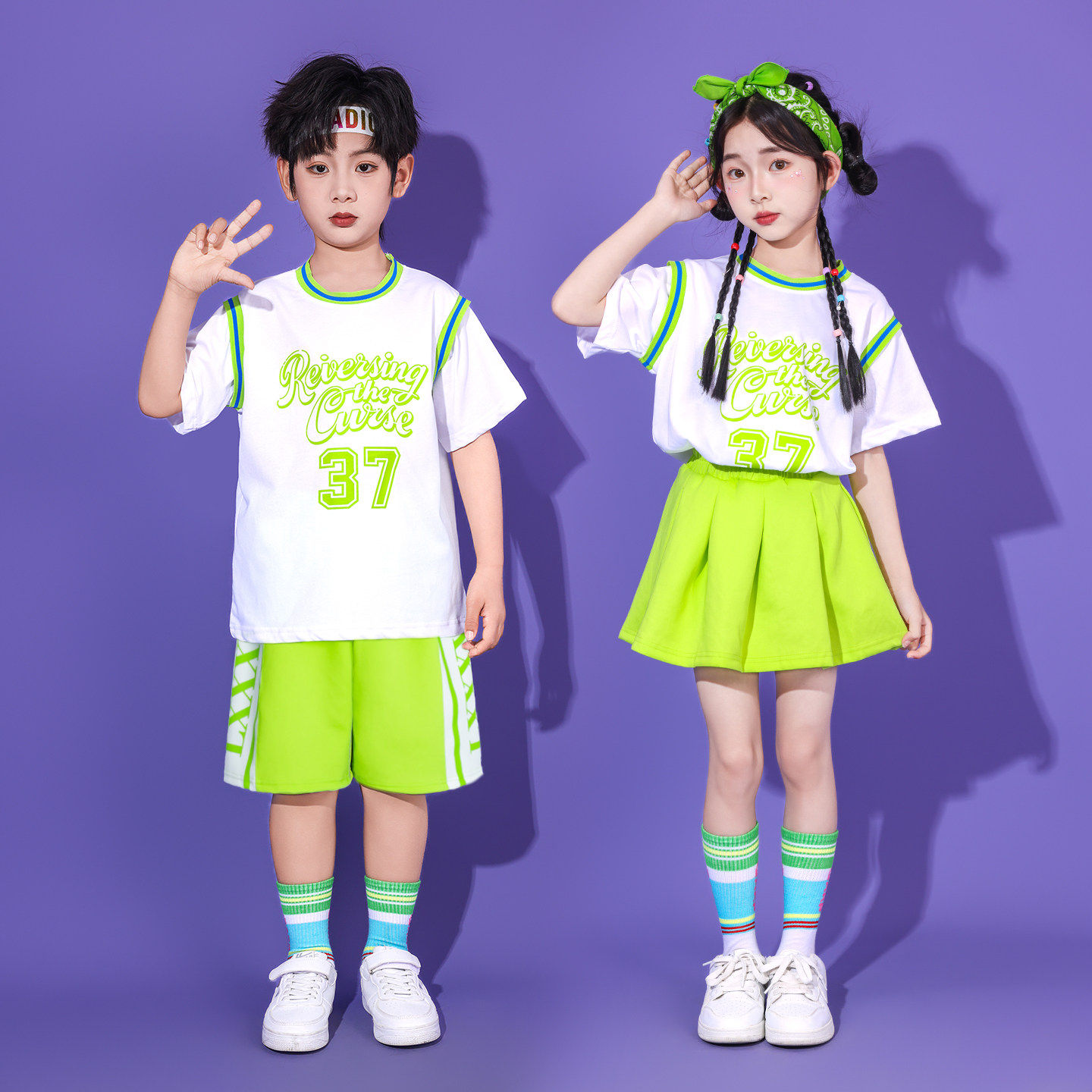 六一儿童啦啦队演出服小学生运动会服装男女篮球风班服套装演出服