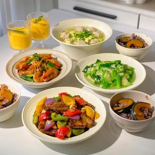 2025新款 奶油风餐具套装 陶瓷碗盘家用菜盘子高级感饭碗高颜值汤碗