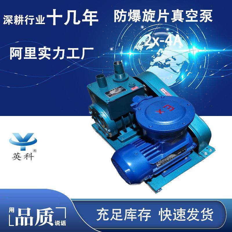 皮带轮双极铸铁卧式380V树脂脱泡0.55KW 防爆旋片真空泵2x-4A