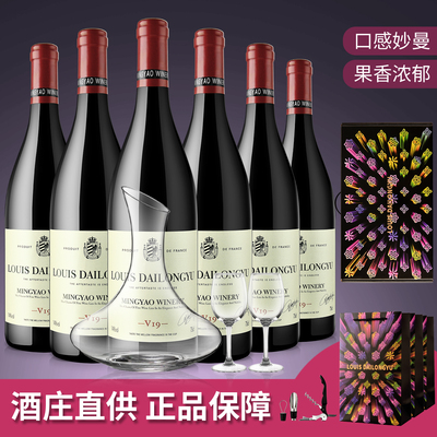 名瑶酒庄路易玳珑峪v19干红葡萄酒14度整箱送礼袋6支节日送礼