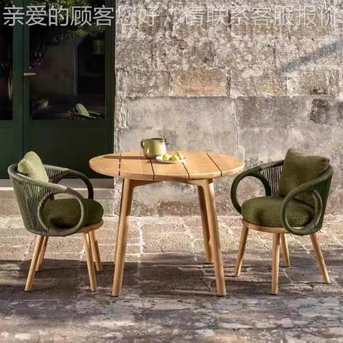 休户外闲藤6137编桌椅庭院天花别墅阳台露阳台室外酒店柚园木餐桌