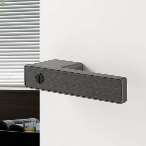 厂家货源 简约实木生态门锁 极简家用室内一字型磁吸静音门把手