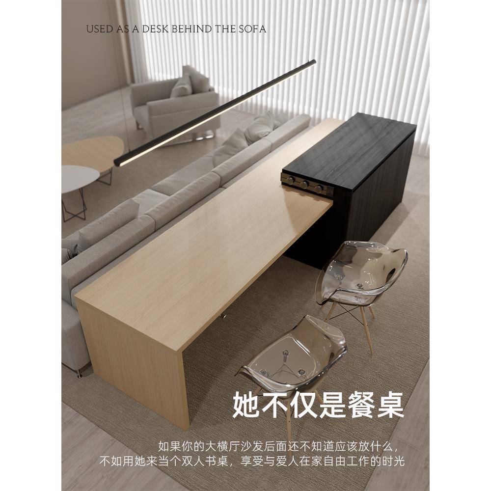 LA9定制岛台餐一XFA体错位桌中岛台餐桌木导台家用轻奢吧台茶桌原