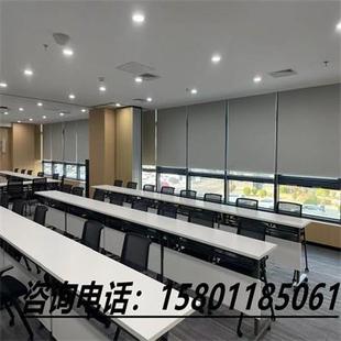 定制高端办公室遮光卷帘隔热窗帘商业广告电动升降手拉百叶帘