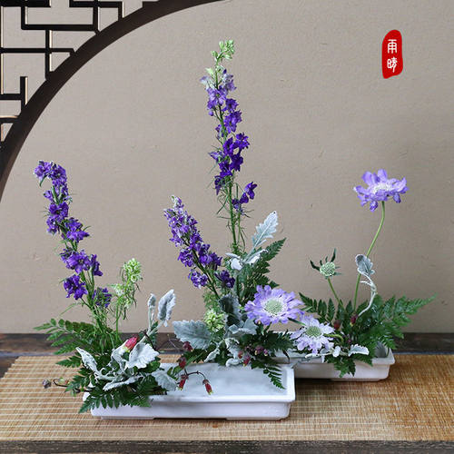 日式花器插花小原流陶瓷花器 长方形盘花盛花排列 花道课用标准