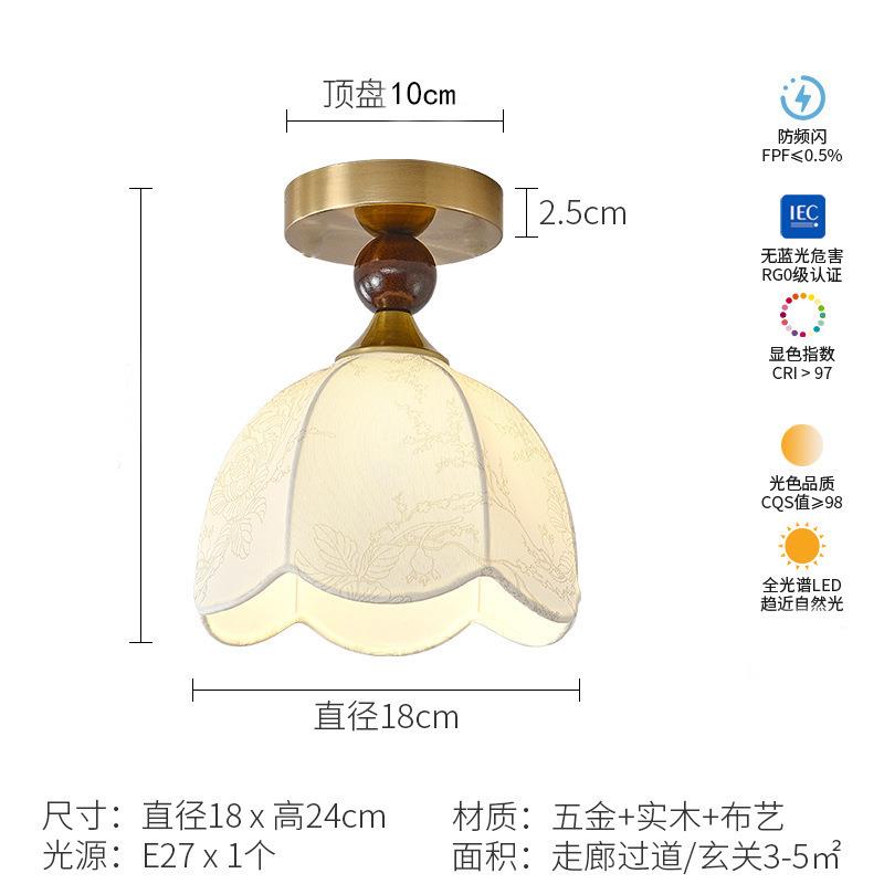 s%法式复古中古入户灯玄关灯阳台灯美式实木走廊过道灯衣帽间吸顶