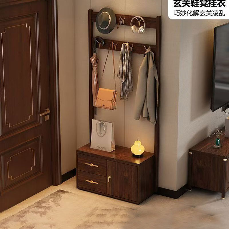 实木换鞋凳挂衣架一体家用门口鞋架入户玄关穿鞋凳可坐鞋柜衣帽架