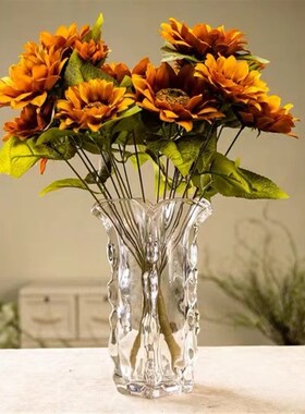 水晶白菜加厚水晶玻璃花瓶餐桌客厅摆件鲜切花玫瑰百合郁金香简约