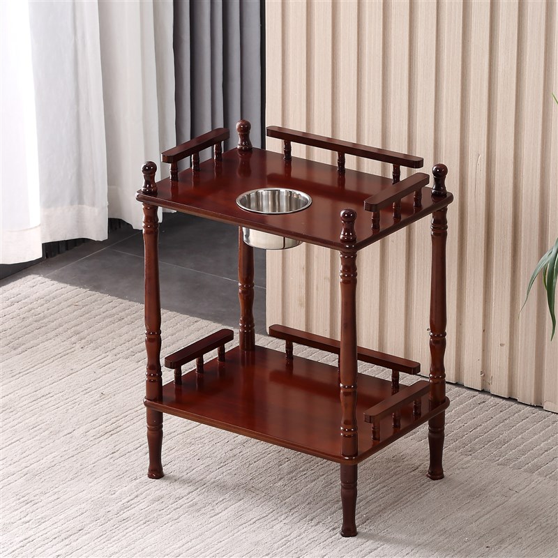 烟缸木质棋牌室麻将机茶几麻将桌旁边角几加厚茶楼专用配套茶水架