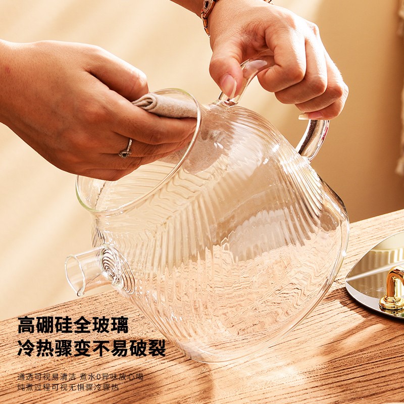 玻璃电热煮茶壶水壶大容量泡花果茶漏养生高硼硅家用隔水炖燕窝锅