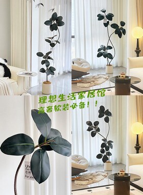 黑金刚橡皮树客厅大盆栽造型室内大型仿真绿植假花办公室阳台植物