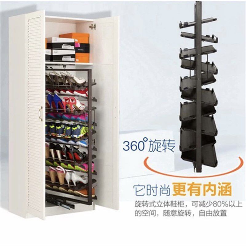 旋转鞋架360度家用多层不锈钢定制收纳五金配件高度调节旋转鞋柜