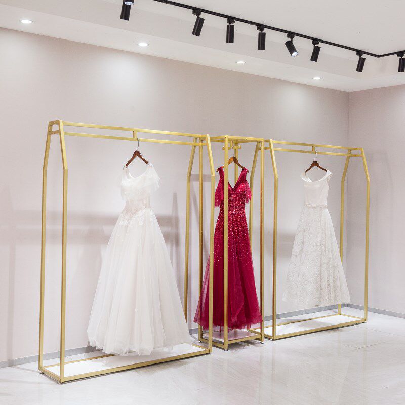 铁艺婚纱架子高档展示架婚纱店礼服货架影楼专用挂衣架落地纳米金