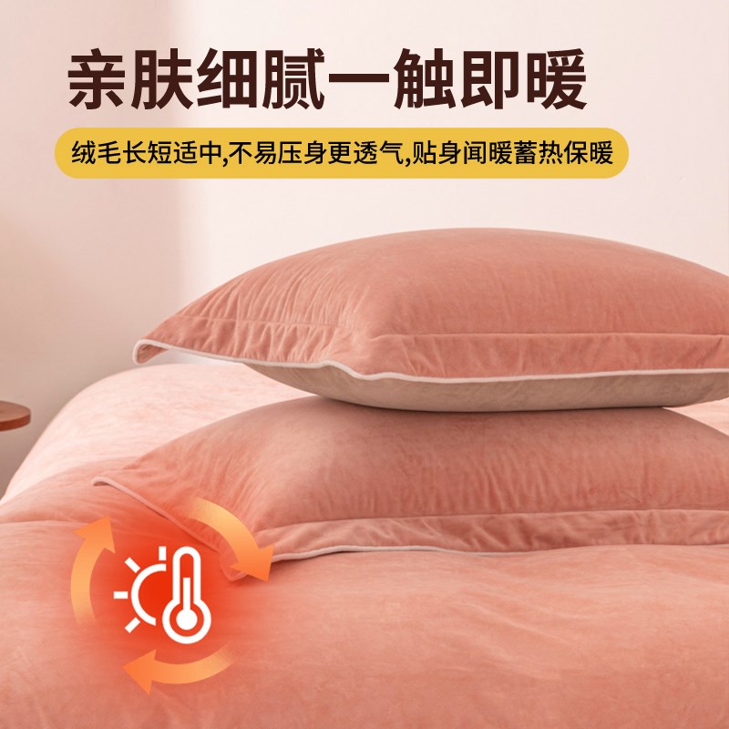 加厚牛奶绒枕套一对装秋冬季家用A类枕头套单只48*74cm纯色枕芯罩