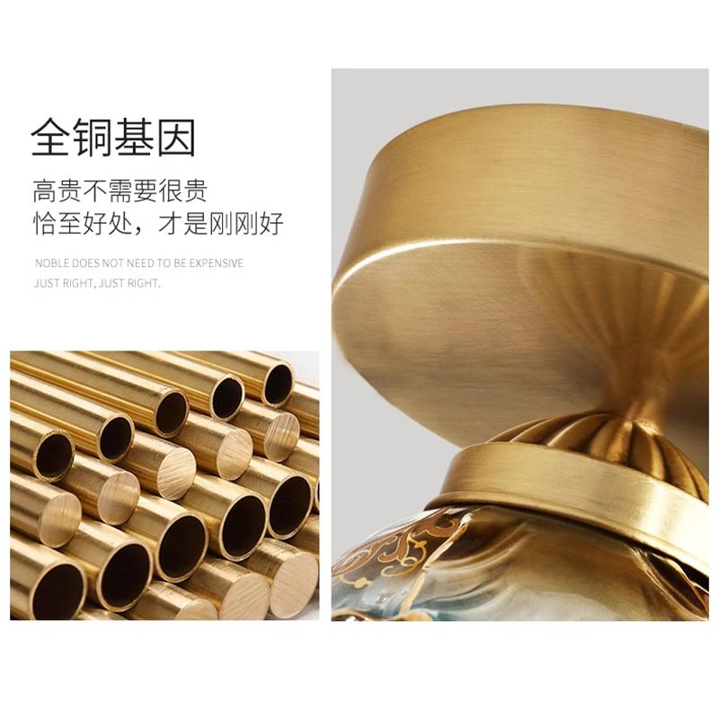 梵梦莲花吸顶灯欧式轻奢走廊过道灯高级感水晶全铜入户玄关吸顶灯