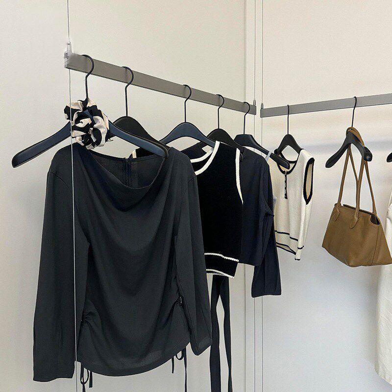 服装店上墙展示架不锈钢黑色悬挂衣架钢丝吊顶吊杆女装专用陈列架