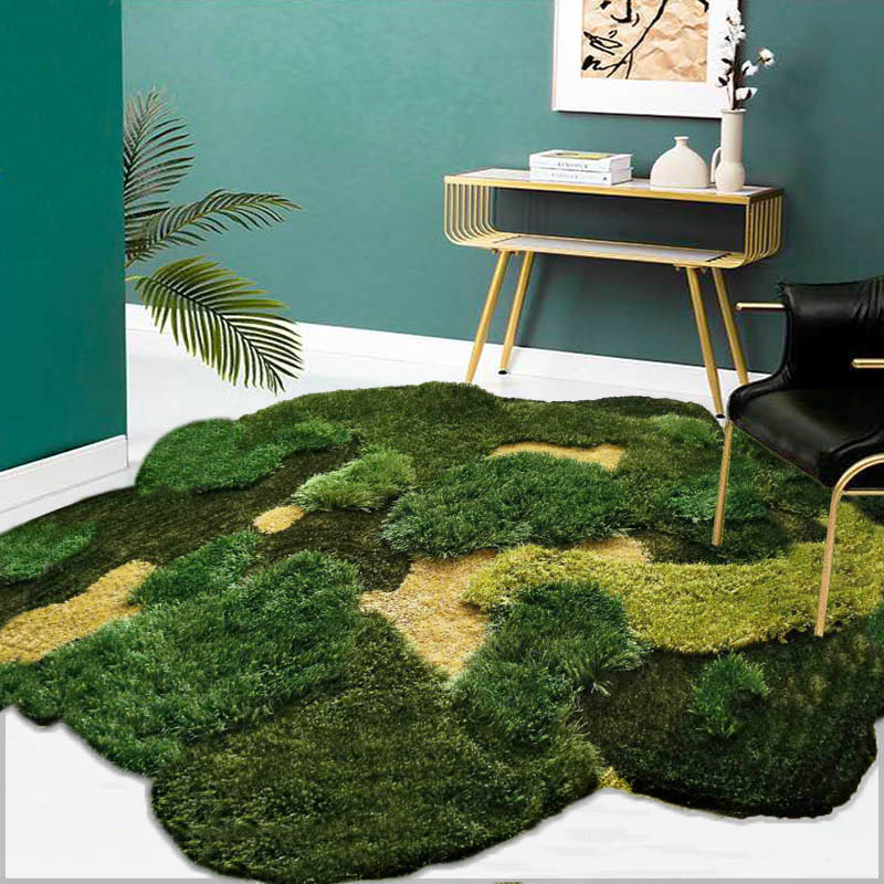 绿色草地苔藓地毯儿童房橱窗商场展台样板间森林不规则创意家用毯