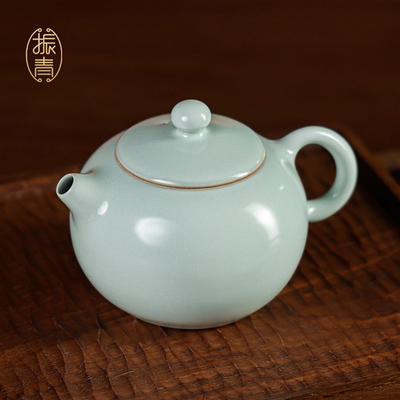 汝窑西施壶景德镇高端泡茶壶单壶陶瓷复古手工原矿釉青瓷茶具开片