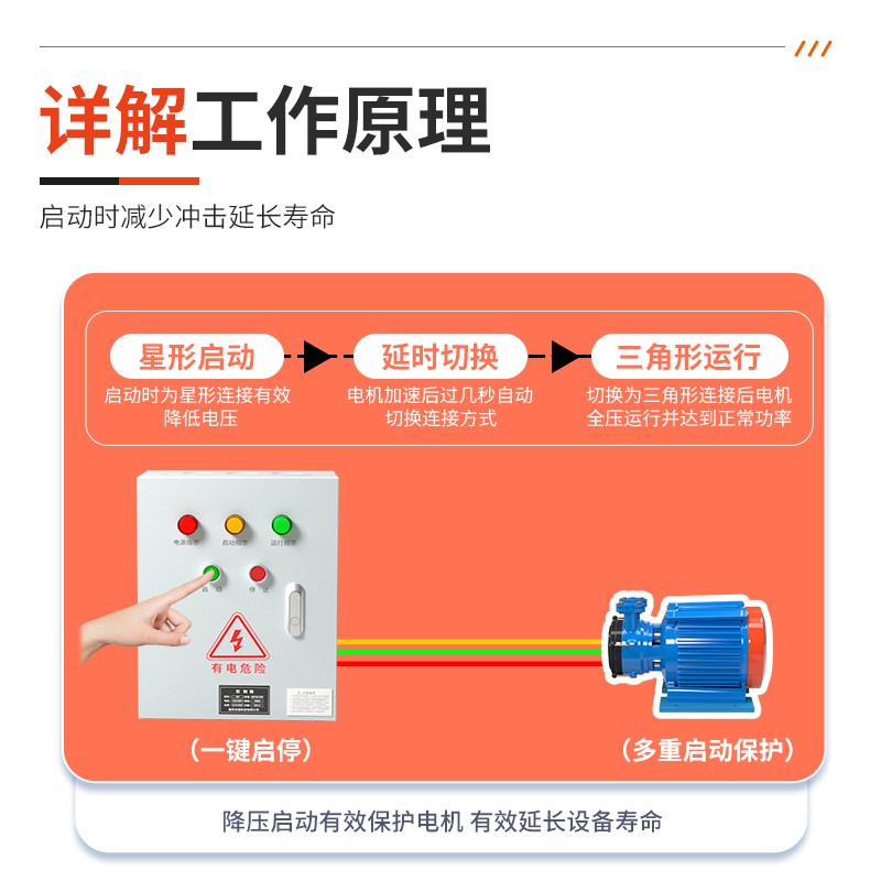 星三角降压控制箱380V电机自耦软启动器 水泵风机启动停止配电柜