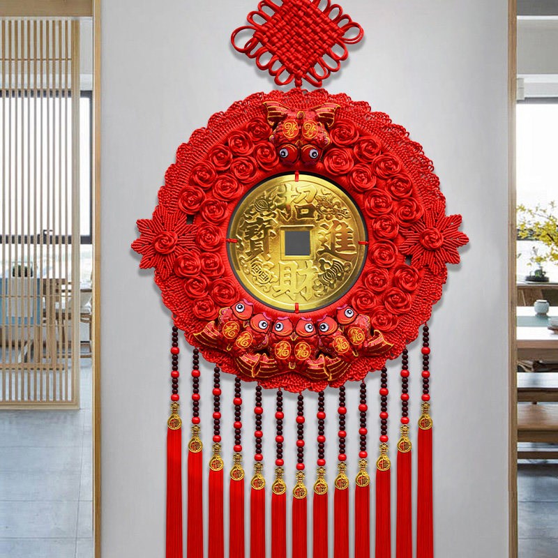 新款中国结挂件客厅大号铜钱镇宅门对门挂入户门玄关中式家居挂饰
