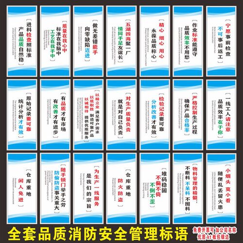品质管理质量安全中英文标识牌 公司工厂车间办公室仓库KT板标语
