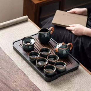 家用轻奢陶瓷泡茶壶干泡茶盘新款 哥窑茶具套装 办公室泡茶功夫茶具