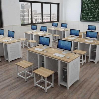 学校机房电脑桌隔板微机室双人电脑桌中小学生教室微机房学生桌椅