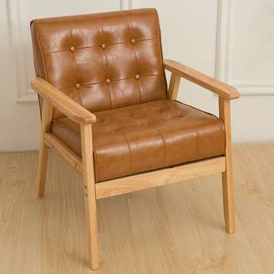 网红单人椅懒人沙发实木阳台休闲靠背椅子卧室小沙发办公室洽谈椅