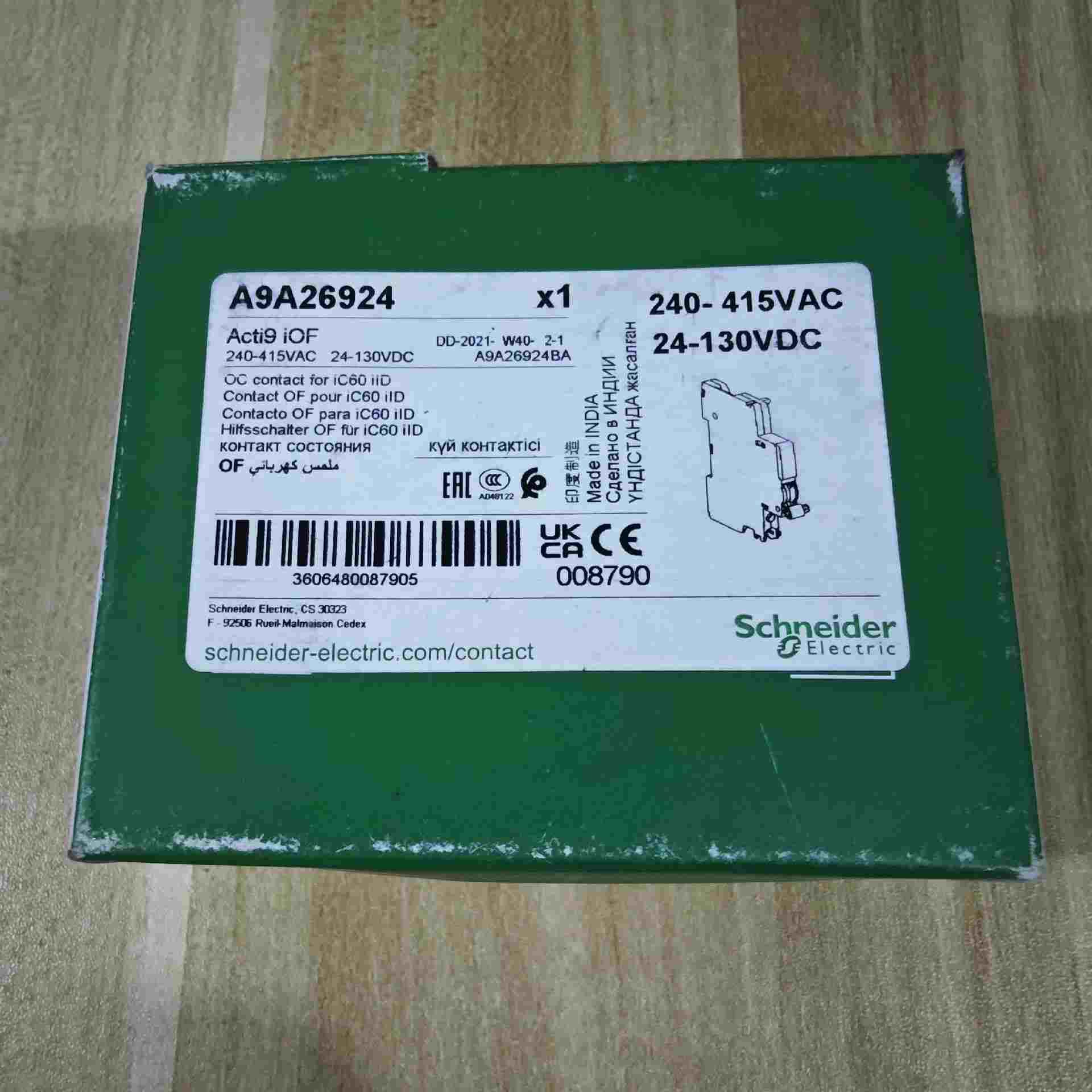 断A9A26924断路器辅助触点，2个~询价