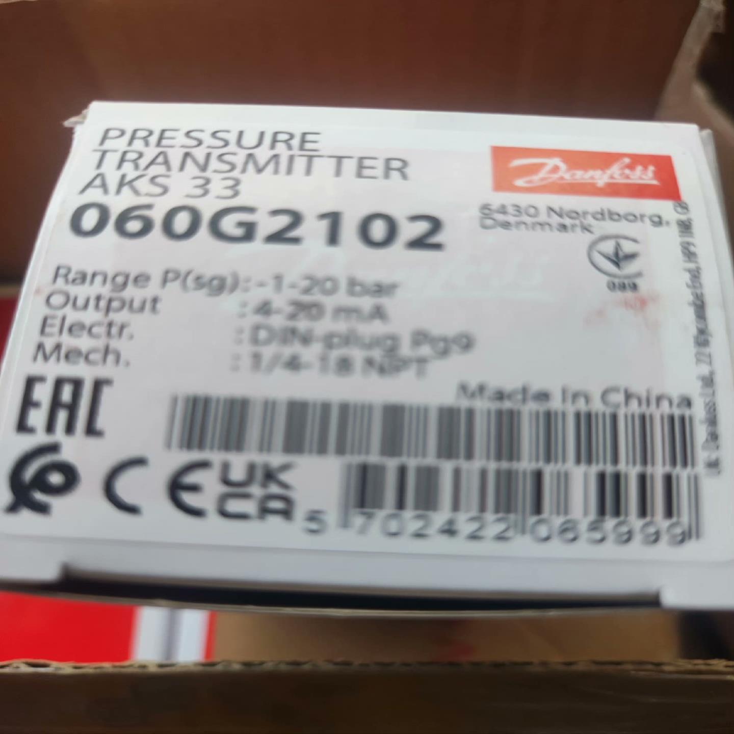 丹佛斯压力传感器AKS33 060G2102 -1~20ba~询价