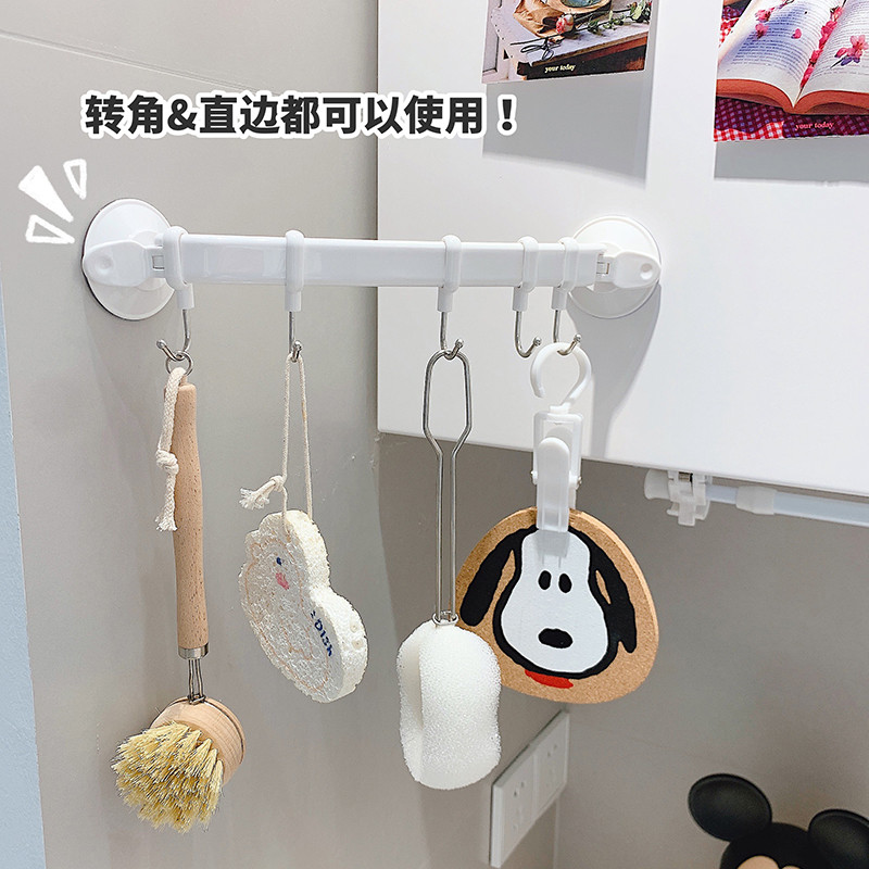 会拐弯的挂钩真空吸盘无痕挂钩厨房浴室移动毛巾架强力挂杆送挂钩