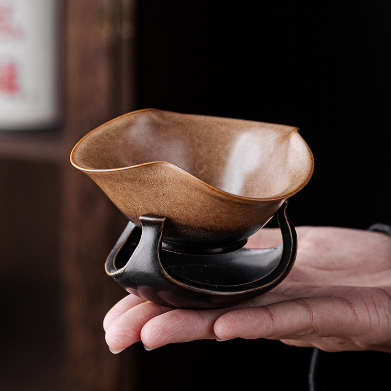 窑变苍山茶漏茶滤茶叶过滤网公道杯功夫泡茶具配件高档陶瓷滤茶器