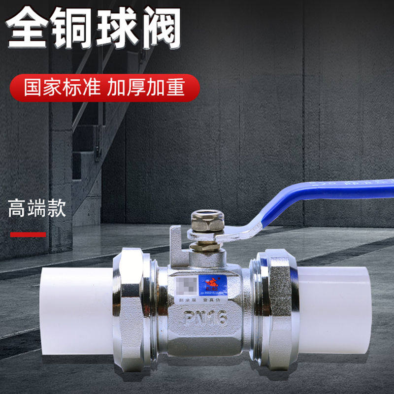 天一金牛 家装PPR双头活接全铜球阀门加重加厚20 4分 ppr水管