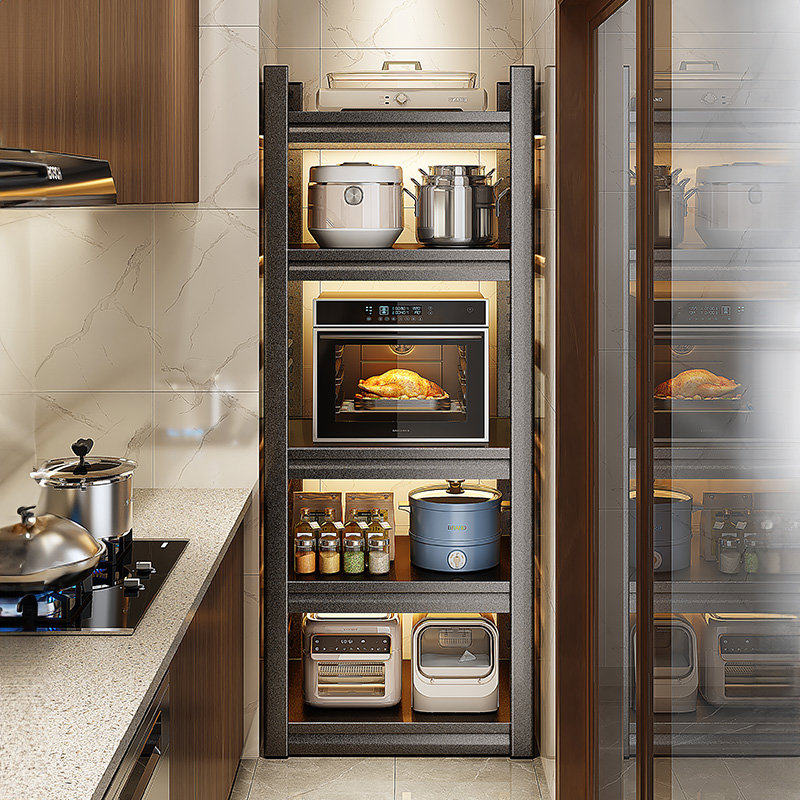 帅仕厨房置物架家用多层落地夹缝多功能收纳架烤箱微波炉储物架子