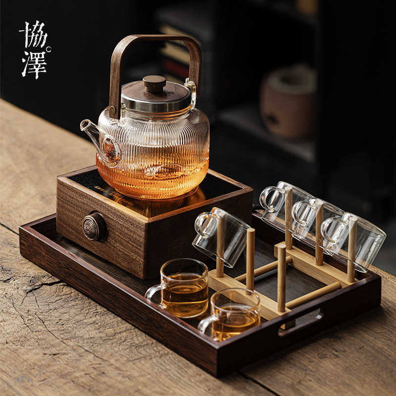 电陶炉煮茶壶胡桃木养生壶炖煮一体小型泡茶壶家用煮茶器套装