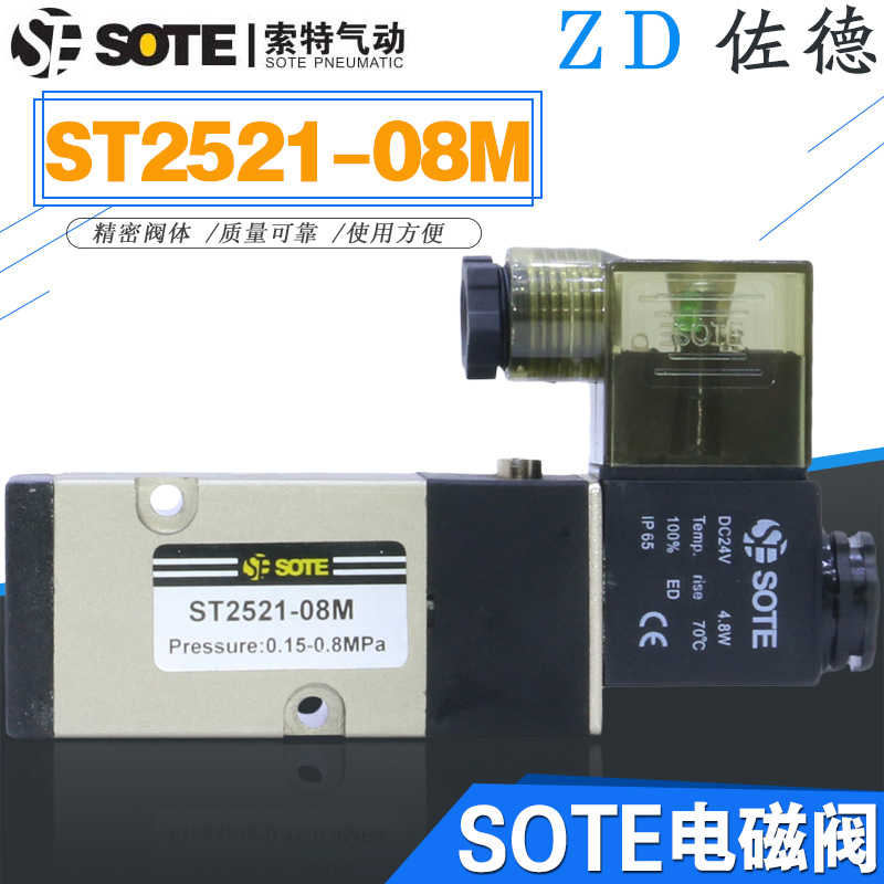 SOTE宁波索特气动蝶阀贴板式电磁阀MODEL:ST2521-08M/AC220VDC2