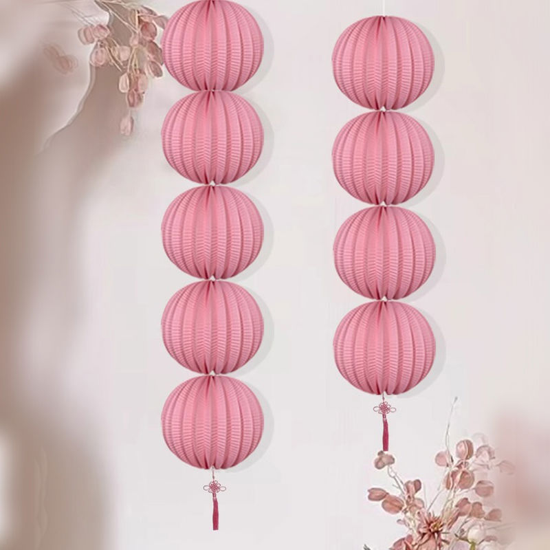 吾家婚品玫粉色西瓜灯笼婚房挂饰纸灯笼结婚男女方婚房装饰用品