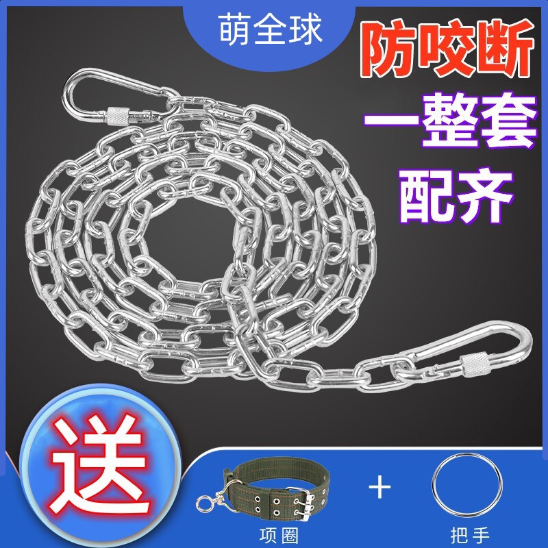 狗链子项圈中大小型犬宠物用栓狗的铁链防咬拴狗绳脖套狗牵引绳