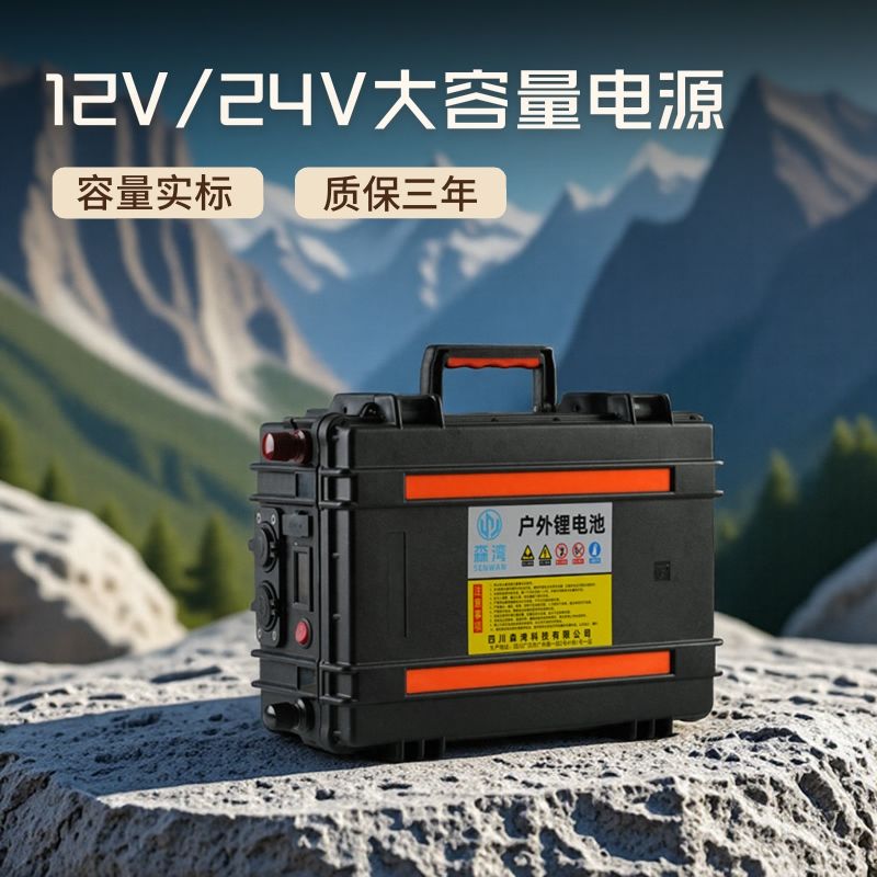 实标 电动推进器锂电池户外船用氙气灯12V24V大功率大容量蓄电瓶