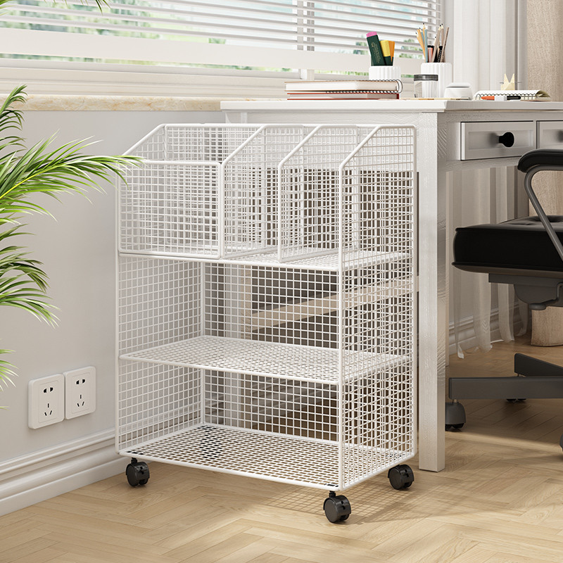 书架落地置物架可移动书桌旁学生书本文具收纳带轮儿童绘本阅读架